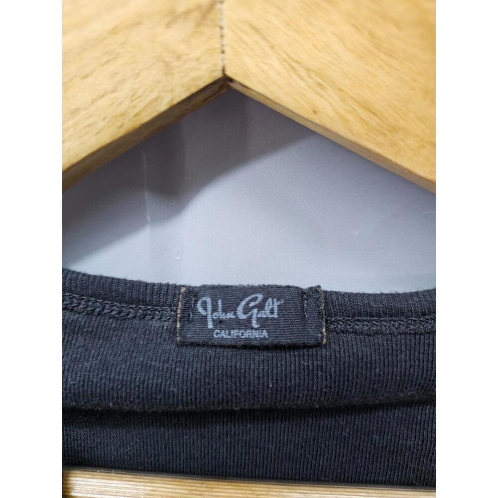 J Galt California Black Cotton Tee Womens XS Small Notched Neck Raglan - Picture 3 of 5